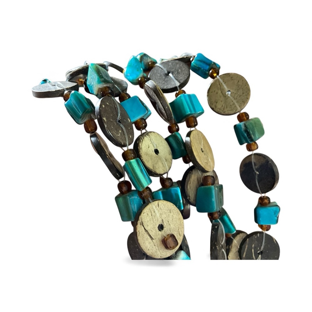 Two Multicolor Dyed Shell And Bead Necklaces Bold… - image 8